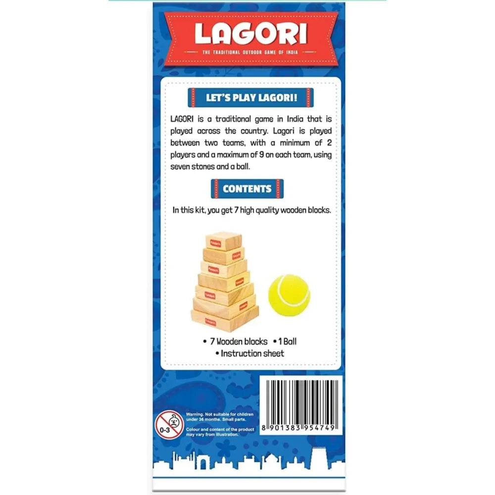 Funskool Games Lagori With 7 Wooden Blocks & Ball - T-Rex the toyland Sitamarhi