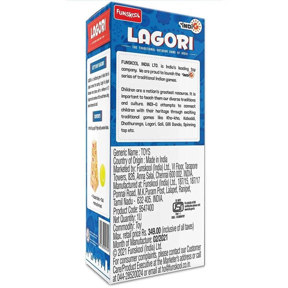 Funskool Games Lagori With 7 Wooden Blocks & Ball - T-Rex the toyland Sitamarhi