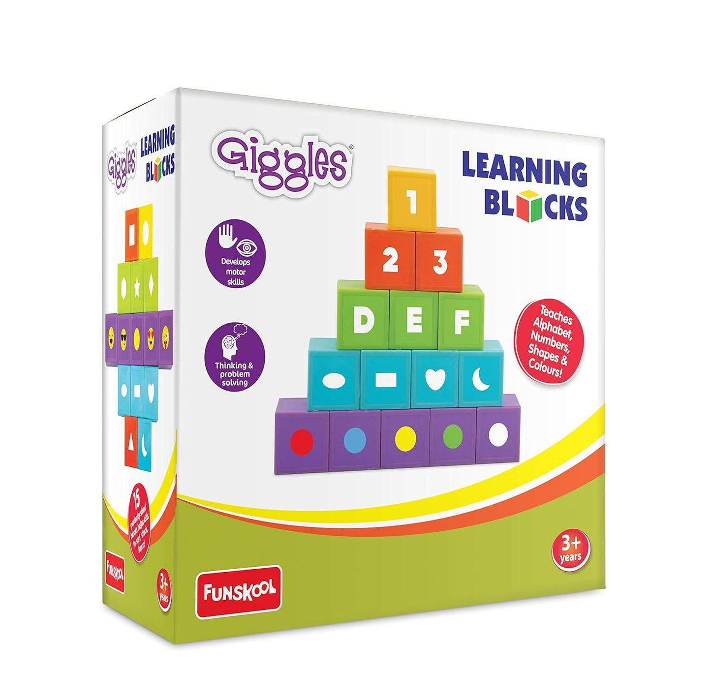 Funskool Giggles, Learning Blocks, Educational Blocks, Teaches Alphabet,Numbers,Shapes & Colours, 3 Years & Above, Preschool Toys, Multicolor - T-Rex the toyland Sitamarhi