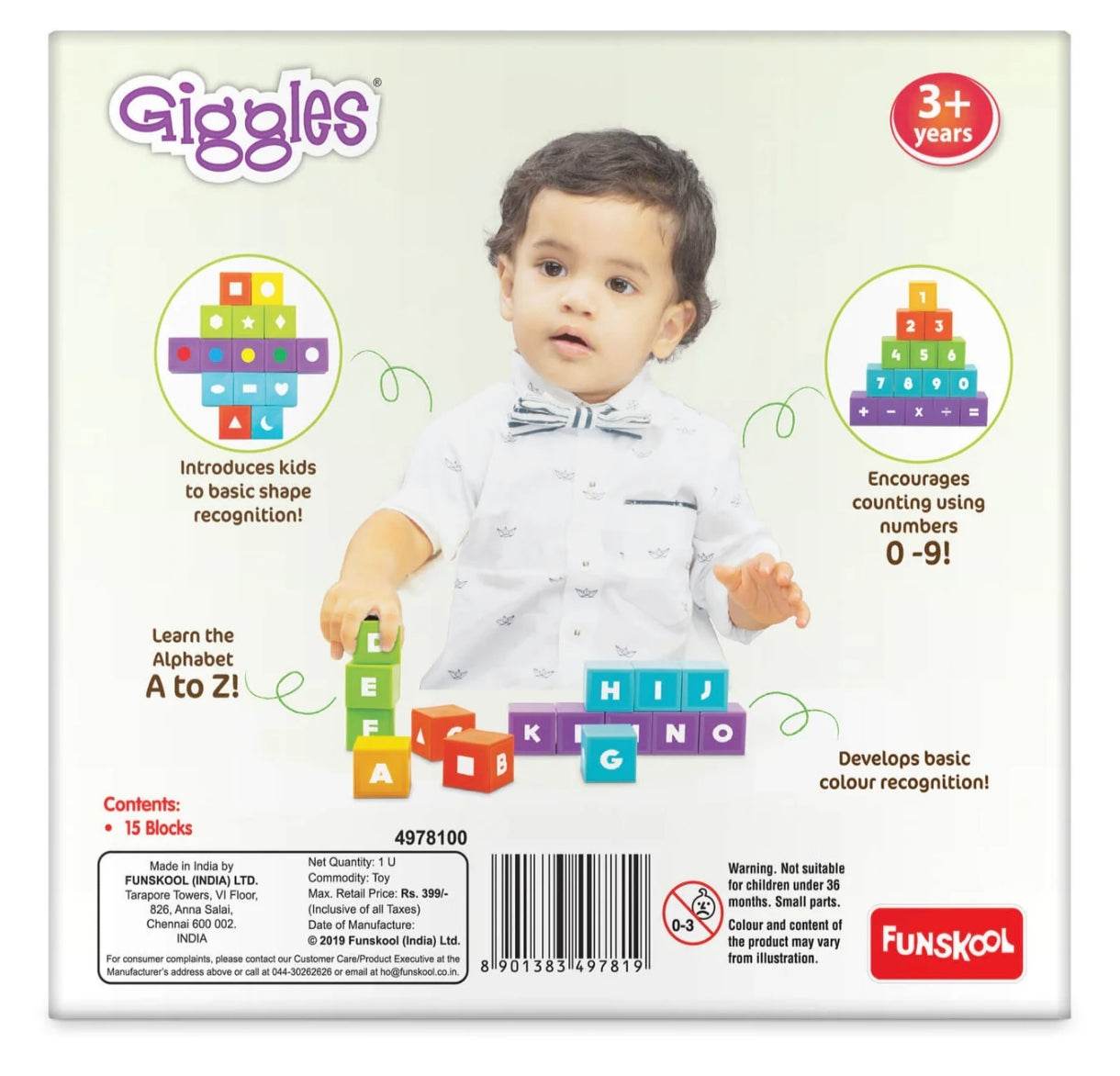 Funskool Giggles, Learning Blocks, Educational Blocks, Teaches Alphabet,Numbers,Shapes & Colours, 3 Years & Above, Preschool Toys, Multicolor - T-Rex the toyland Sitamarhi
