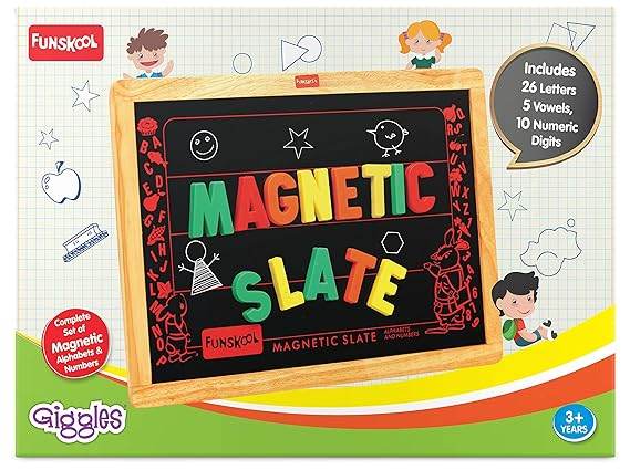 Funskool Giggles - Magnetic Slate , Alphabet and Numbers learning board, Early learning, 3 Years & above, Preschool toys - T-Rex the toyland Sitamarhi