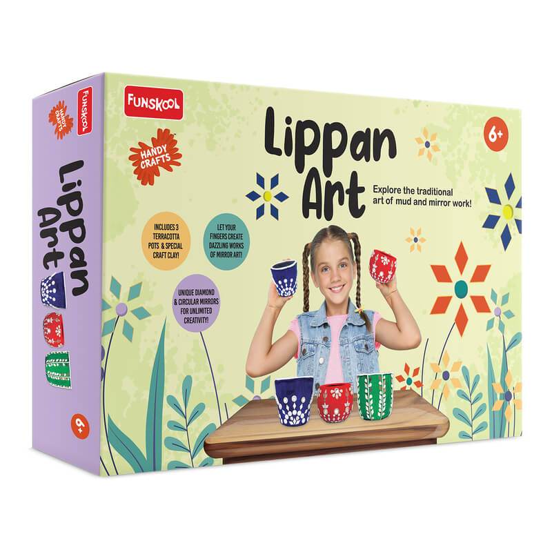 Lippan art kit for kids by T-Rex the toyland Sitamarhi with terracotta pots and colorful designs