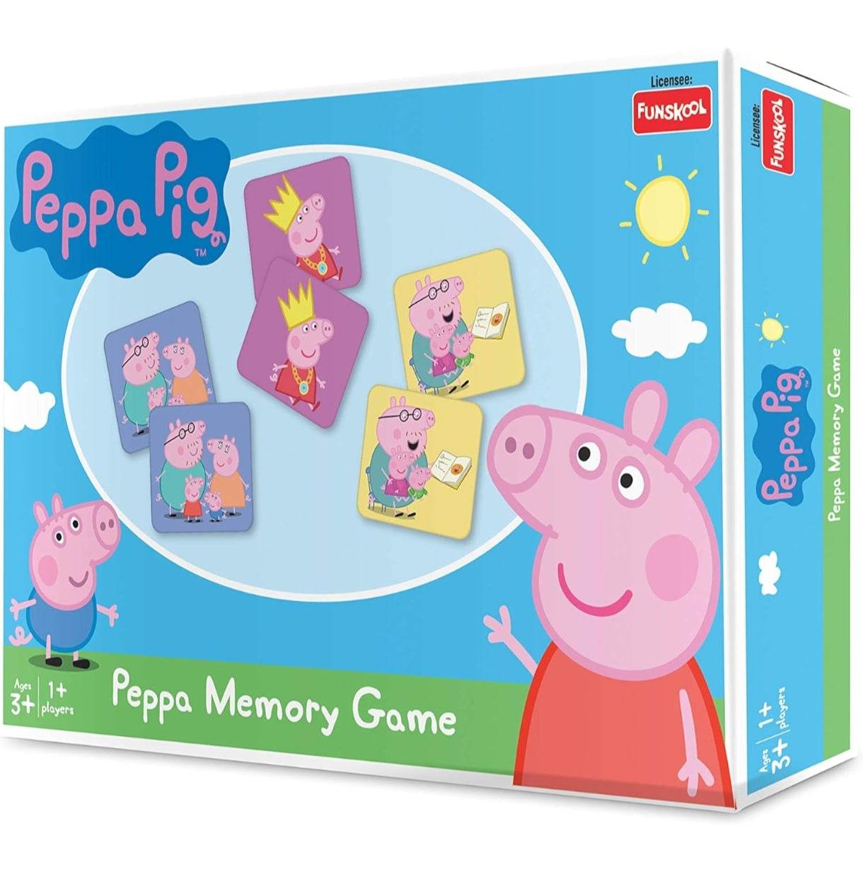 Peppa Pig memory game for kids featuring colorful matching cards with Peppa Pig characters