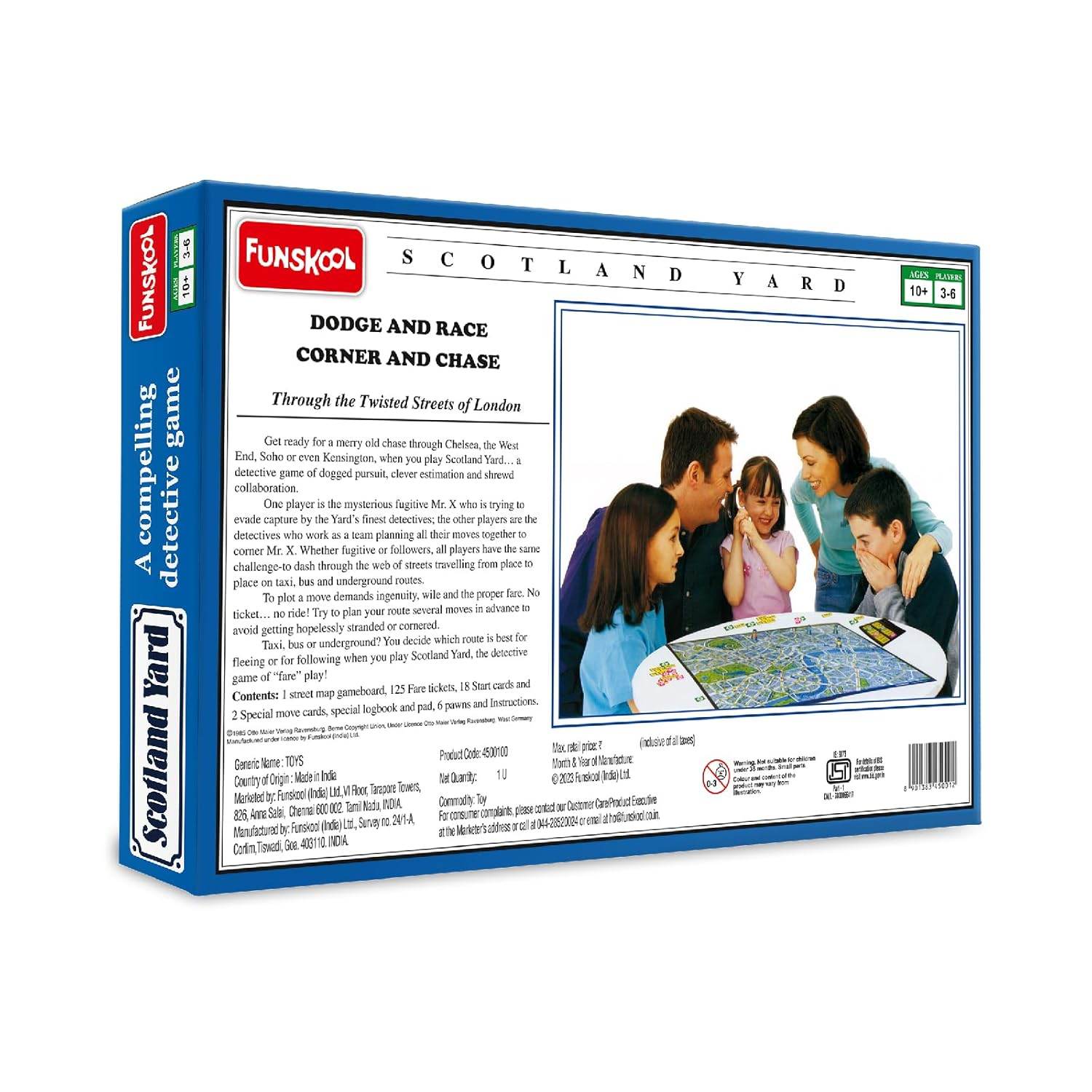 Scotland Yard detective board game by Funskool with players solving puzzles on game board