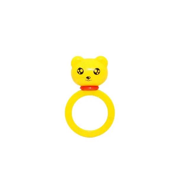 Yellow bear-shaped non toxic baby rattle set with round handle from T-Rex the toyland Sitamarhi