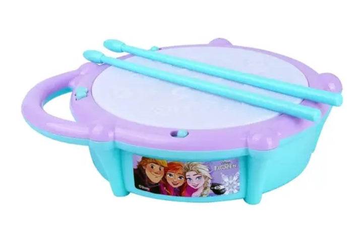 Kriddaank Spiderman musical drum for kids in blue and purple with drumsticks and Frozen characters