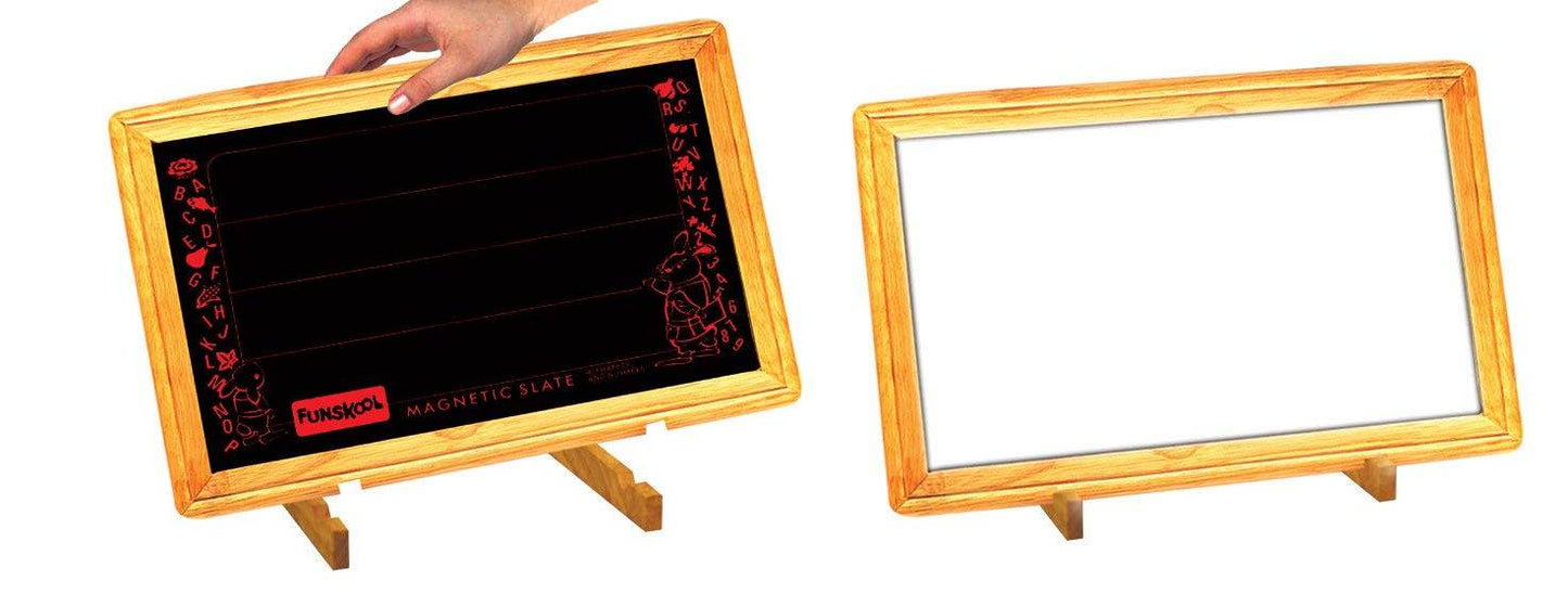 Giggles Funskool Learn N Write Slate, 2in1 Magnetic & Dry Erase Board for Kids, Includes Alphabet & Numbers, Encourages Learning & Development, Preschool Activity Set, Gift Set for Kid, Ages 3+ Years - T-Rex the toyland Sitamarhi