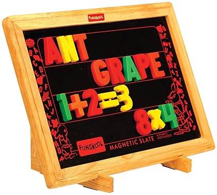 Giggles Funskool Learn N Write Slate, 2in1 Magnetic & Dry Erase Board for Kids, Includes Alphabet & Numbers, Encourages Learning & Development, Preschool Activity Set, Gift Set for Kid, Ages 3+ Years - T-Rex the toyland Sitamarhi
