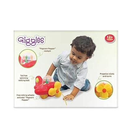Giggles Funskool My First Aeroplane, Ball Popping Pull Along Toy, Encourages Walking, Balls Popping Sound, 12 Months & Above, Infant and Preschool Toys - T-Rex the toyland Sitamarhi