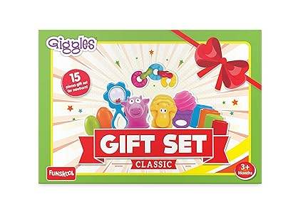 Giggles Gift Set Classic Giggles - Gift Set Classic, Multicolour Baby Toy Gift Set for New Born, Stack,Nest,Link,Squeakers,Teether,Rattle, 6 Months & Above, Infant Toys - T-Rex the toyland Sitamarhi