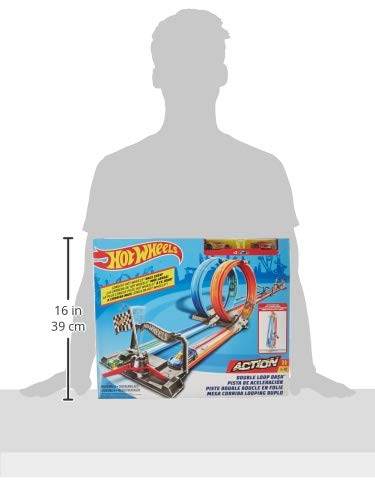 Hot Wheels Action Dual Loop Dash track set with two loops and racing cars in play packaging