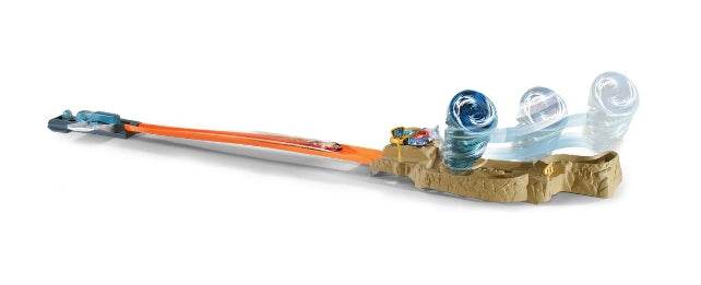 Hot Wheels Tornado Track set with orange track and spinning tornado obstacles for toy car racing