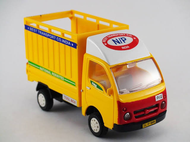 Model truck with visible branding on a gray background