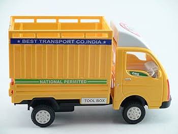 Toy truck with 'Best Transport Co. India' branding on a white background