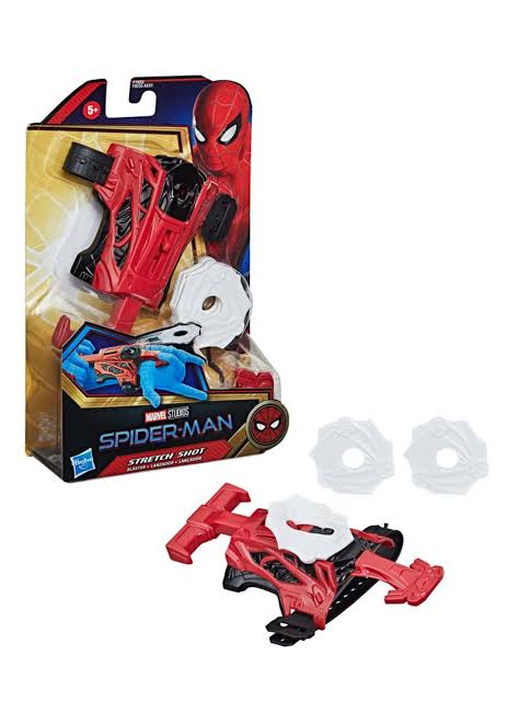 Spider-Man Stretch Shot toy set with packaging on a white background