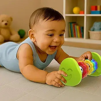 Colorful baby toys for infants, featuring a smiling caterpillar design perfect for ages 0-12 months