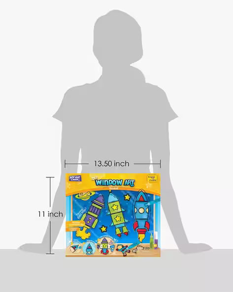 Window art painting kit for kids with colorful rocket and star designs by T-Rex the toyland Sitamarhi