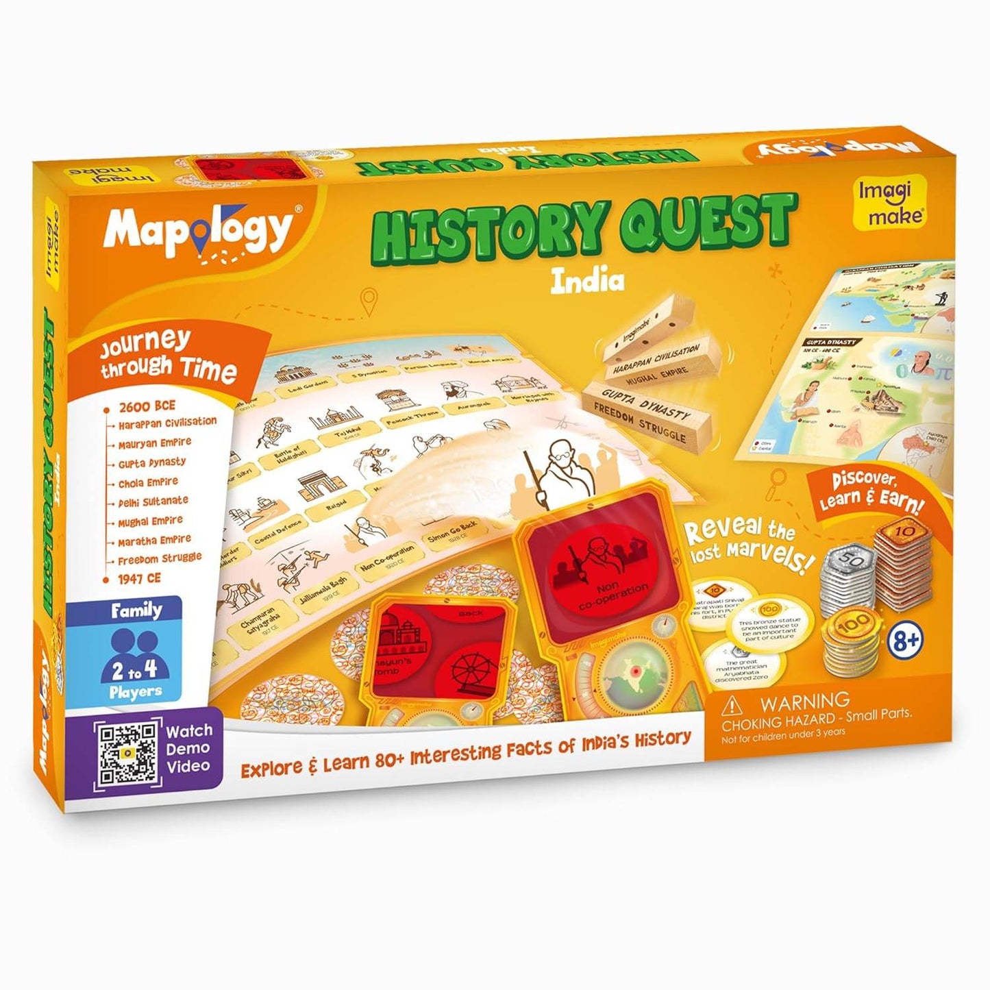 Imagimake Mapology History Quest India board game exploring 80 plus facts of Indian history for 2 to 4 players