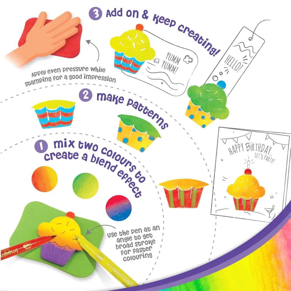 Imagimake Stamp Art Food, Coloring & Stamping Set for Girls & Boys 3 Years+, Multicolour - T-Rex the toyland Sitamarhi