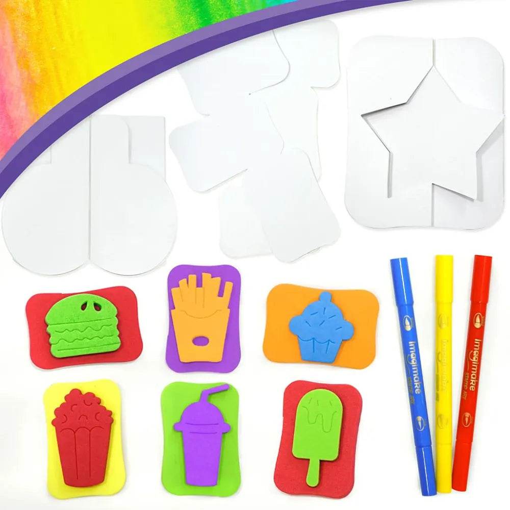 Imagimake Stamp Art Food, Coloring & Stamping Set for Girls & Boys 3 Years+, Multicolour - T-Rex the toyland Sitamarhi