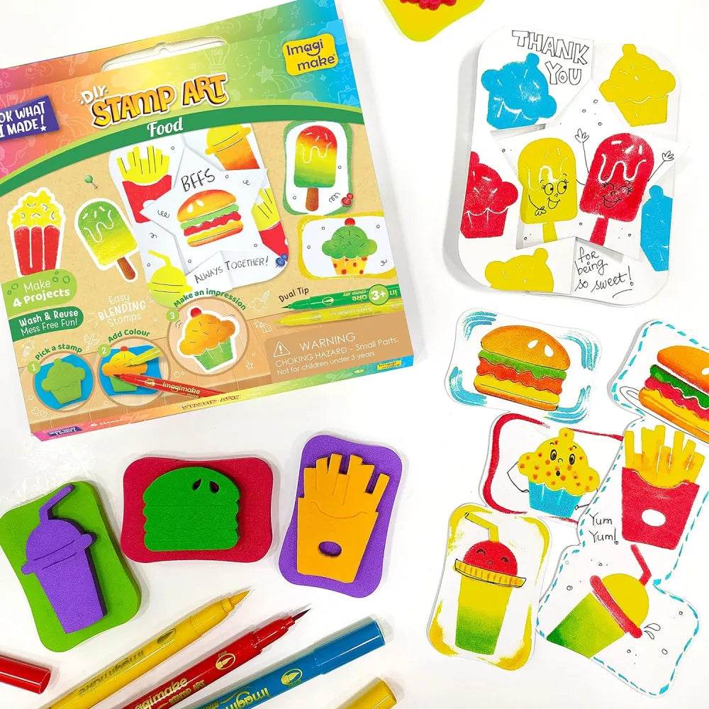 Imagimake Stamp Art Food, Coloring & Stamping Set for Girls & Boys 3 Years+, Multicolour - T-Rex the toyland Sitamarhi