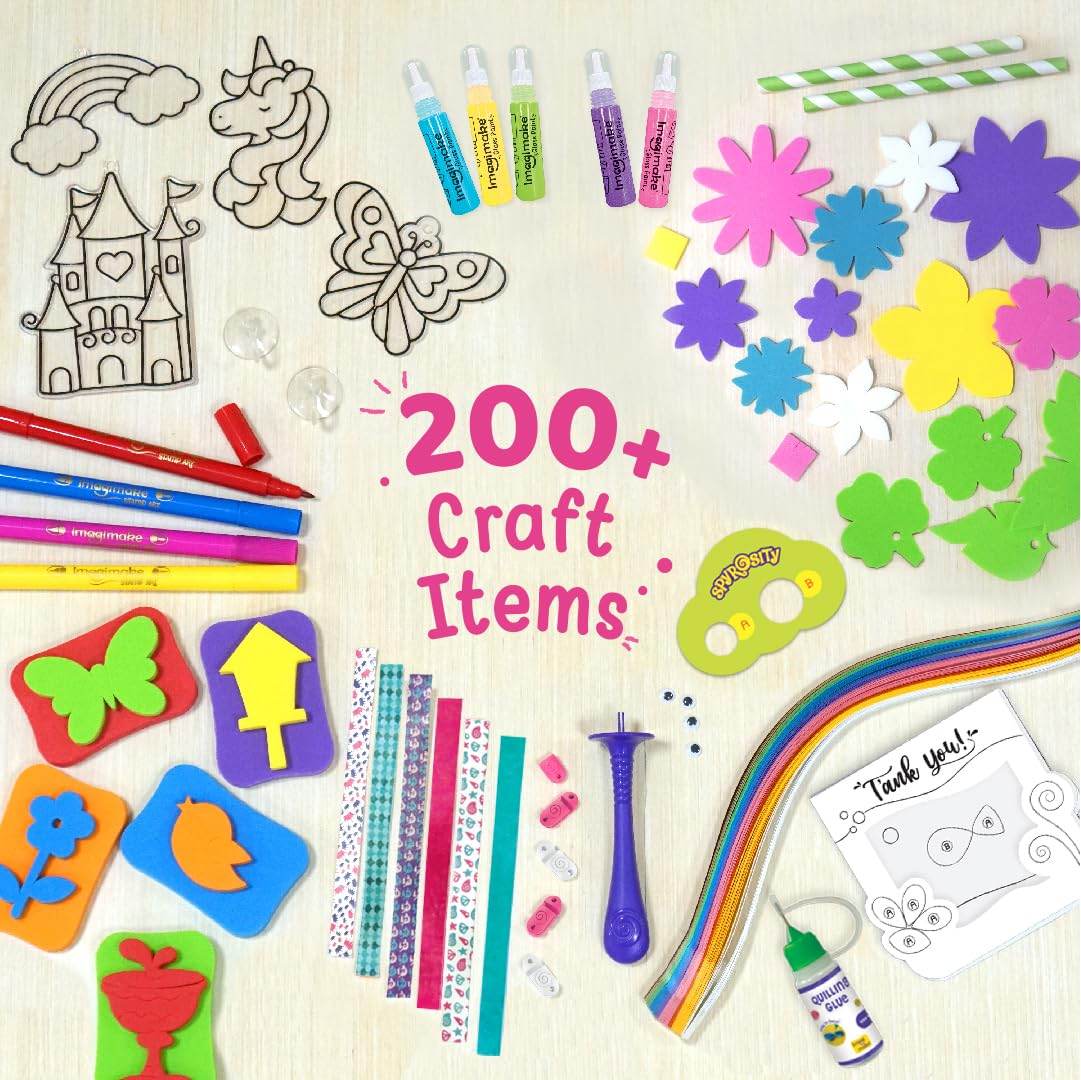 Imagimake fabulous craft kit with colorful flowers, markers, foam shapes, and over 200 items best arts and crafts gift for kids