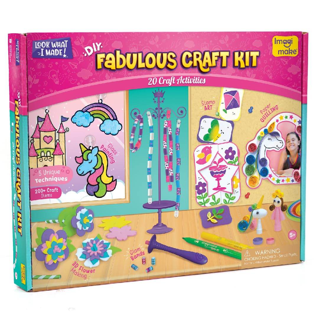 Imagimake fabulous craft kit with 20 activities including flower making and paper quilling best arts and crafts gift for kids