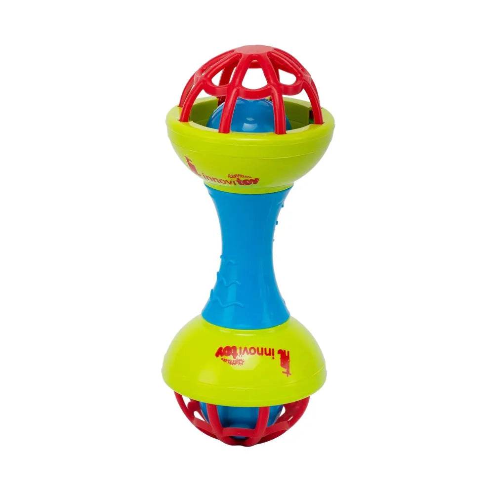 Colorful safe non-toxic infant rattles with red, blue, and green design from T-Rex the toyland Sitamarhi