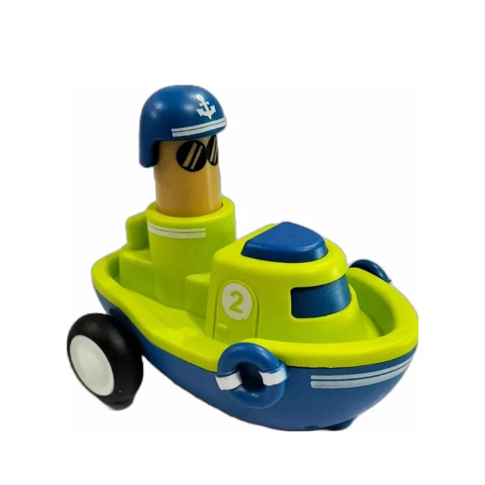 Top Gear Pull Back Toys For Kids colorful toy boat with blue helmet and sunglasses figure