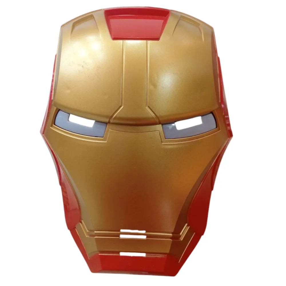 Iron Man mask for kids in red and gold colors with eye cutouts for costume play