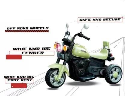 JoyRide Harley Battery Operated RideOn Bike for Kids with Music &Lights, for 2 to 5 Year Child with Foot Accelerator Made in India (Green) - T-Rex the toyland Sitamarhi
