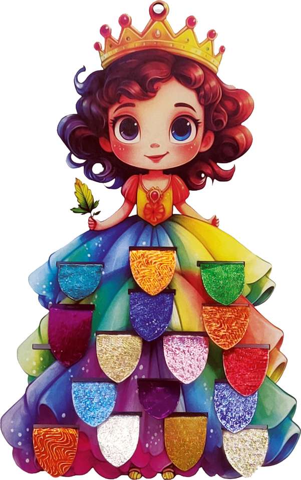 Junior foil art kit for kids featuring a colorful princess design with shiny foil shield stickers