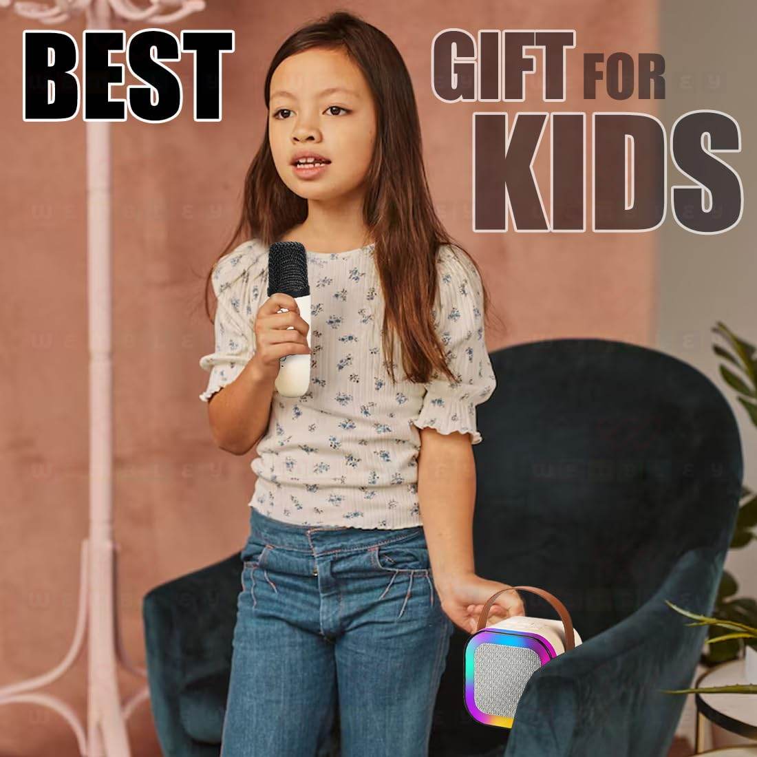 Karaoke Machine for Kids Adults, Mini Karaoke Machine with Wireless Microphone Portable Bluetooth Speaker Voice Changing Effects & LED Lights,Best Gifts Toys for 3+ Age - T-Rex the toyland Sitamarhi