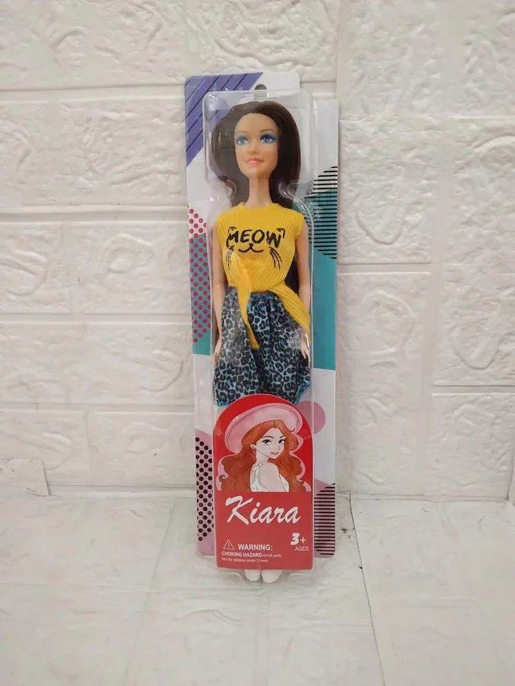 Kiara doll for girls in yellow Meow top and blue leopard print pants by T-Rex the toyland Sitamarhi