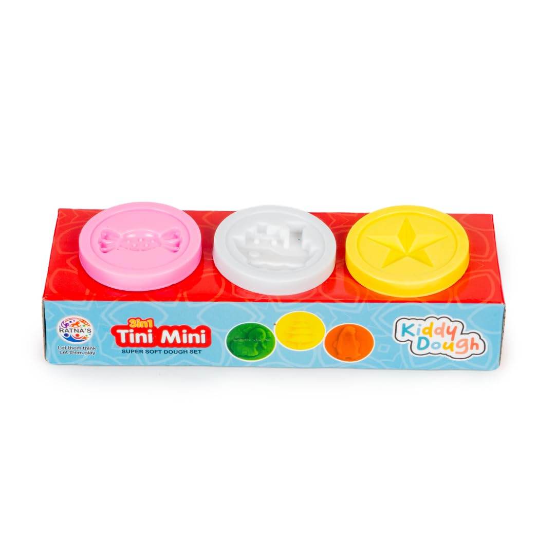 3 in 1 dough kit for kids with colorful molds in pink white and yellow by T-Rex the toyland Sitamarhi