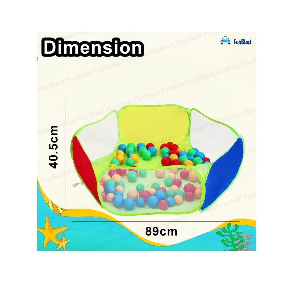 Kids ball pool with balls in colorful playpen measuring 89cm by 40.5cm for fun indoor play