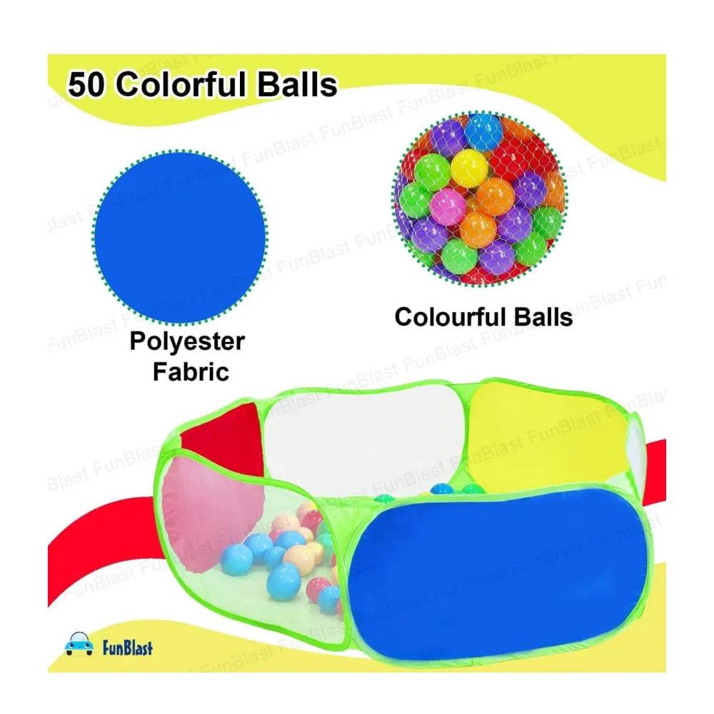 Kids ball pool with balls featuring 50 colorful balls and polyester fabric for safe play
