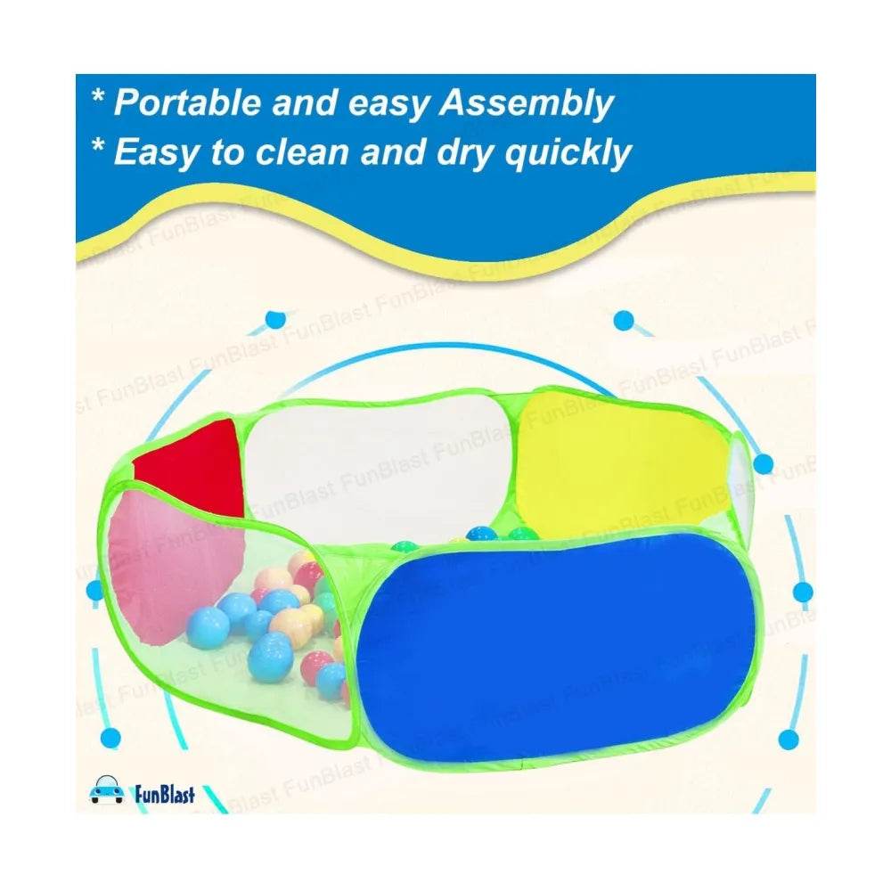 Portable kids ball pool with balls featuring easy assembly and quick drying mesh sides