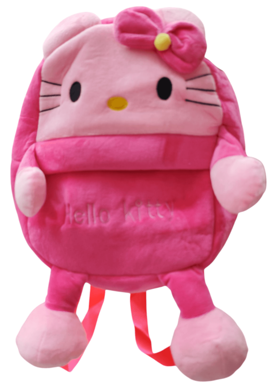 Pink Hello Kitty plush kids cartoon backpack with bow and soft padded design