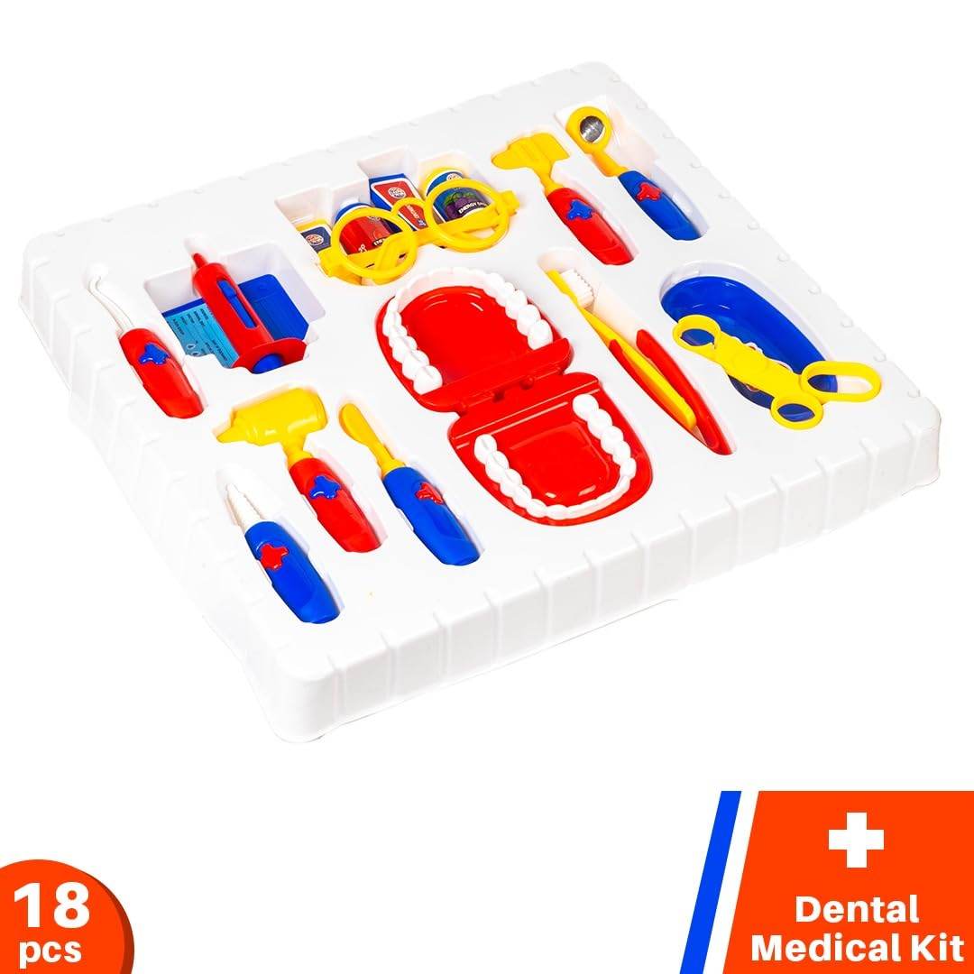 T-Rex the toyland Sitamarhi kids dental medical kit with 18 colorful dental tools and model teeth