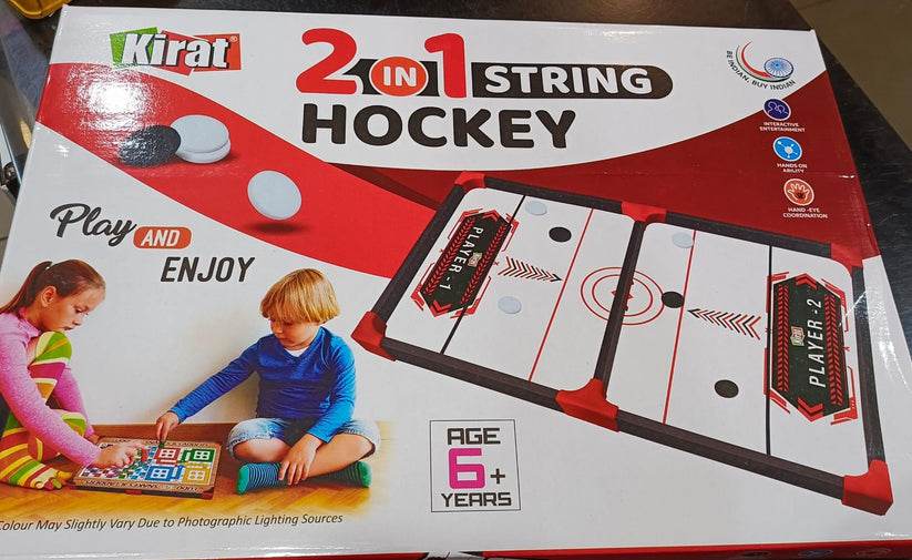 Kirat 2 in 1 string hockey and ludo game set indoor toy for children age 6 and up