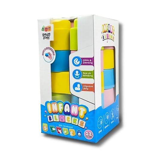 Infant learning blocks set by T-Rex the toyland Sitamarhi with colorful safe stacking blocks for cognitive play