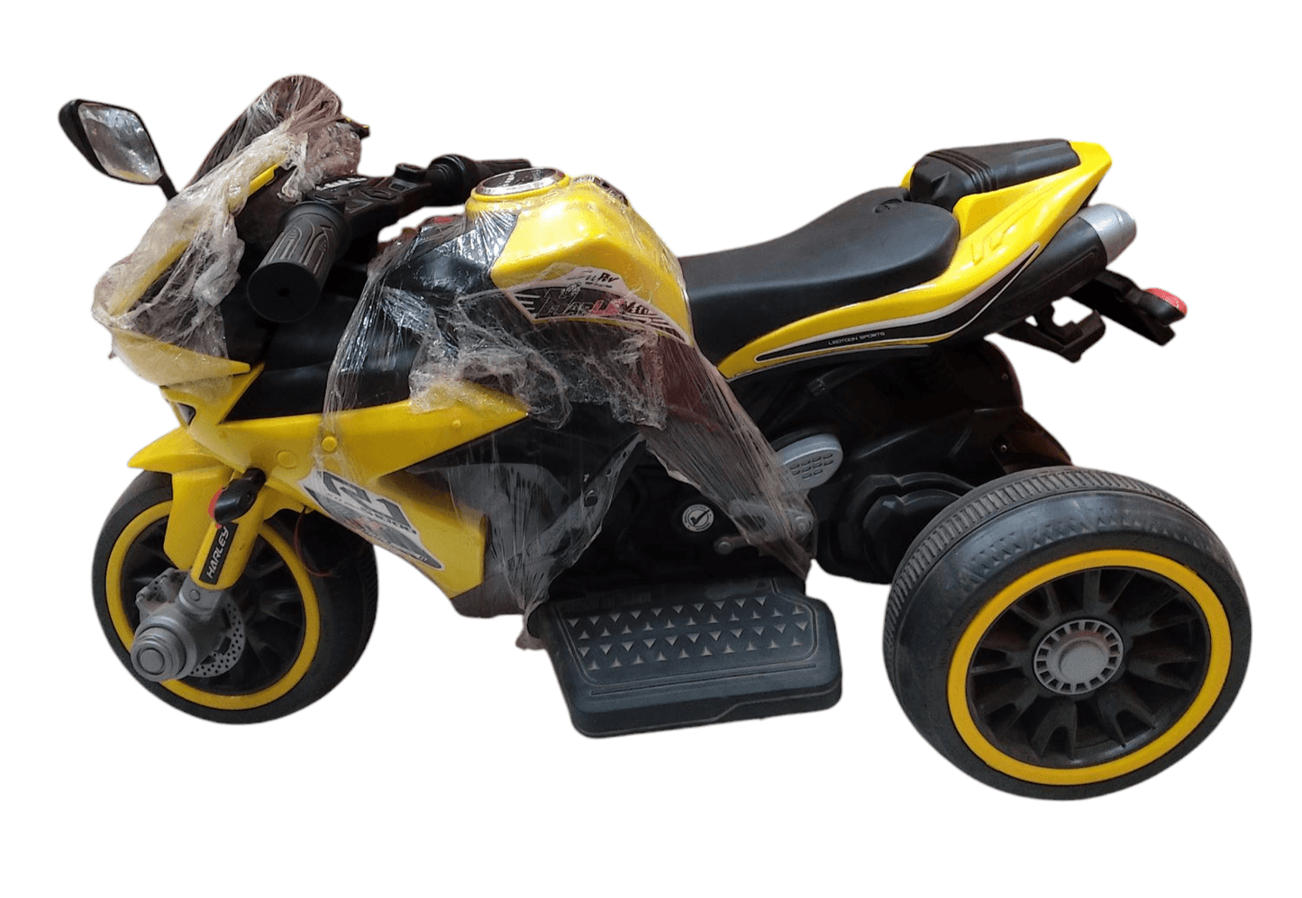 Leotoon Harley Quinn 3W Bike| 6V/5AH Battery | 6V/17000 RPM Motor | Hand Accelerator | USB/MP3 Interface | Educational Rhymes | LED Light | English Music | BIS Certified | (Yellow) (3-6 Years) - T-Rex the toyland Sitamarhi