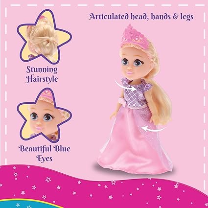 Preschool princess doll with accessories featuring articulated head hands and legs stunning hairstyle and beautiful blue eyes