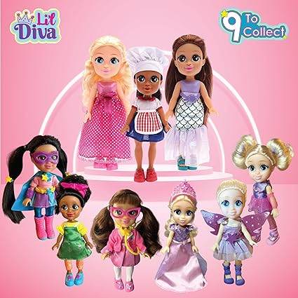 Fairy doll for girls age 3 Lil Diva collection featuring colorful dolls with various outfits and accessories