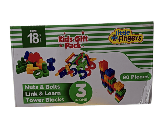 Educational construction toy set 90 pieces with colorful nuts bolts link and tower blocks for kids
