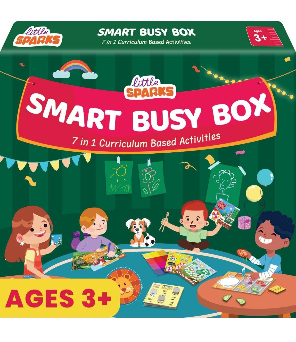 Little Sparks Smart Busy Box preschool activity kit 3-6 years with 7 curriculum based activities
