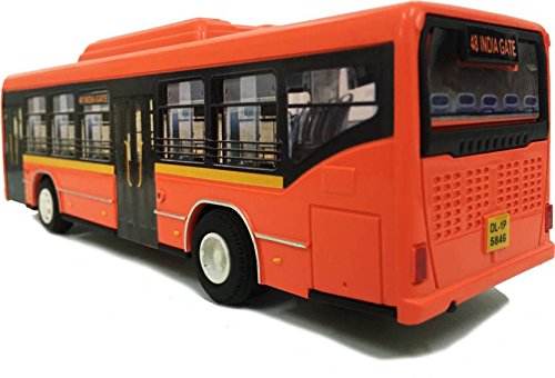 Orange and black low floor city bus toy with detailed windows and doors by T-Rex the toyland Sitamarhi