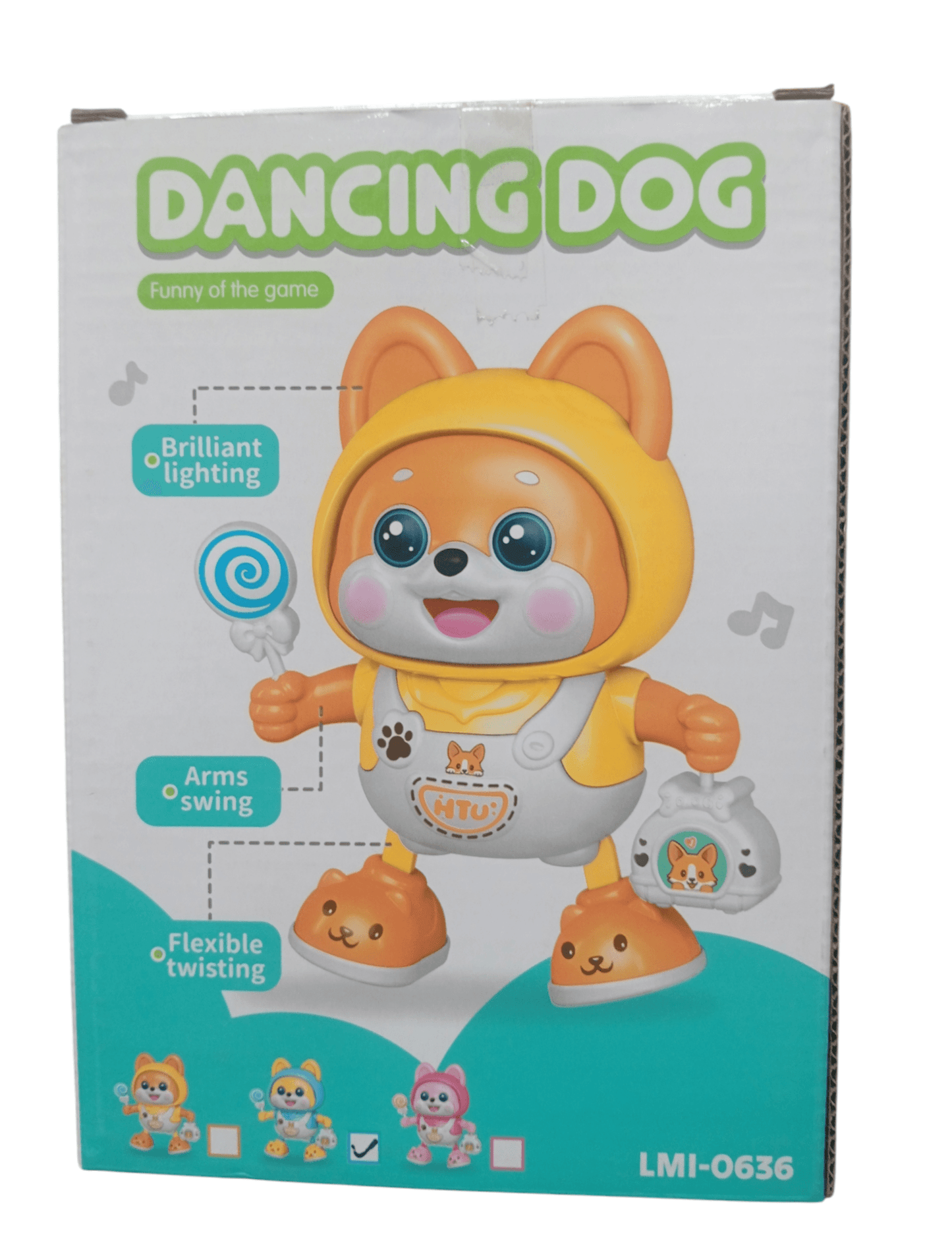 T-REX musical battery operated dancing dog toy with brilliant lighting and flexible twisting arms