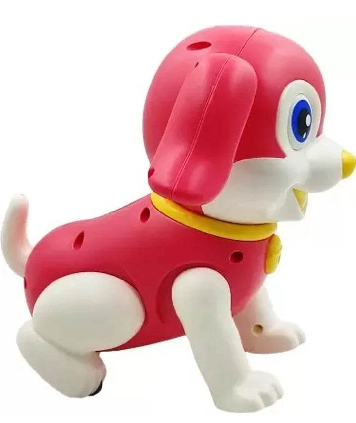 Lumo musical battery operated dog toy for children in red and white with blue eyes
